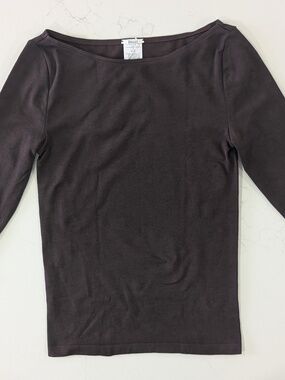 Wolford Cordoba Long Sleeve Top Dark Wood Brown Size S Shimmer Boatneck $225 New